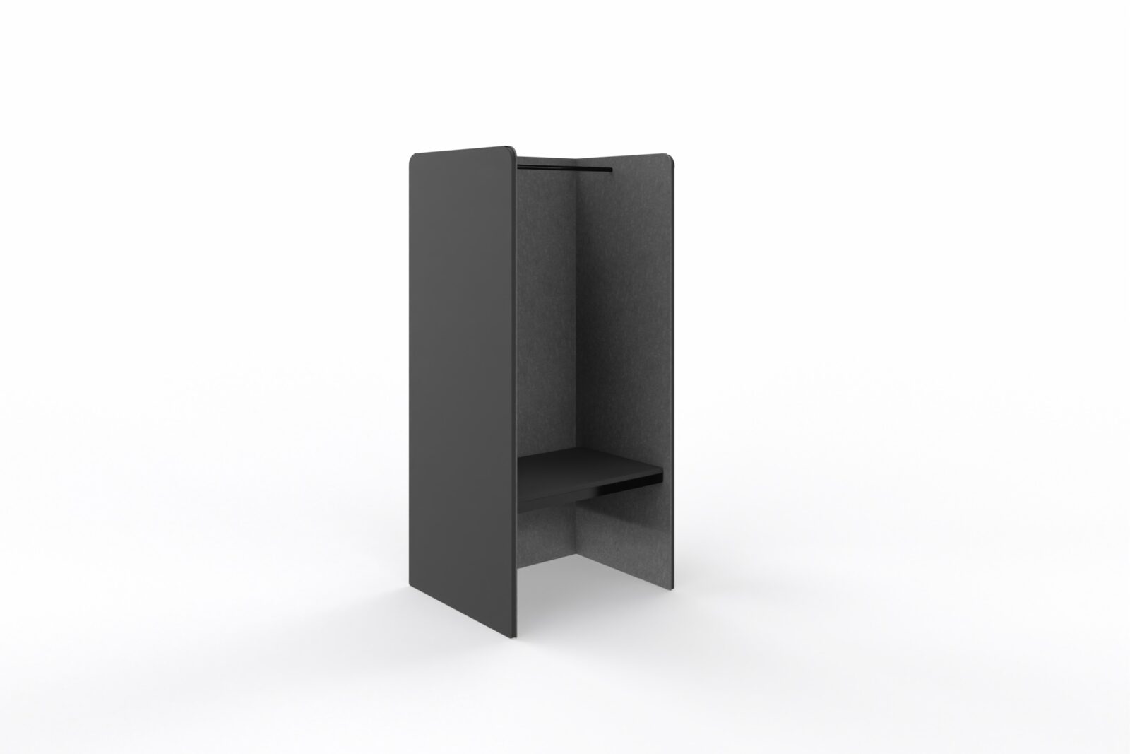 Multiplan Garderobenmodul in Schwarz für Wertfachschränke innen ausgekleidet mit Akustikvlies in Anthrazit