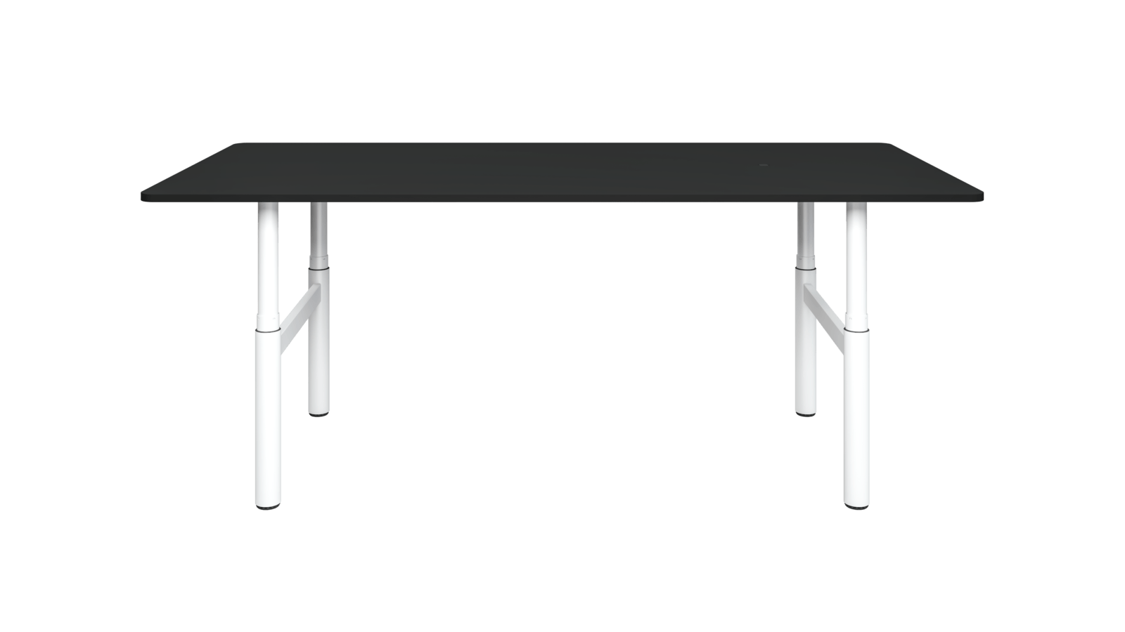 Flow Big Meeting Besprechungstisch, höhenverstellbarer Tisch mit vier Hubsäulen, Gestell Weiss, Tischplatte Schwarz